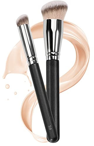 2Pcs Real Techniques Make Up Brush Set Perfect For Blending Liquid, Cream or Flawless Powder Cosmetics - Buffing, Stippling, Concealer - Premium Quality Synthetic Dense Bristles