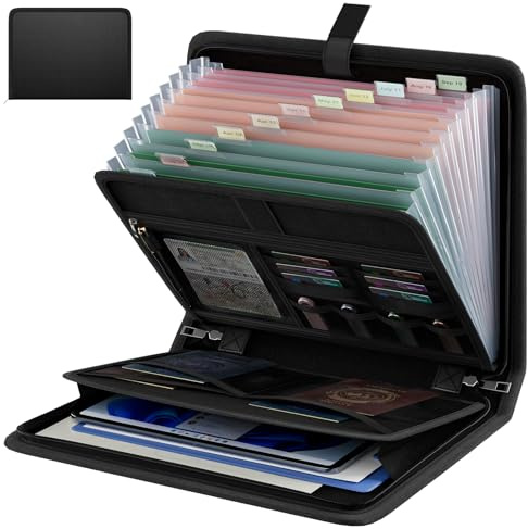 Fireproof Accordion File Organizer, Expanding File Folder with 13 Pockets