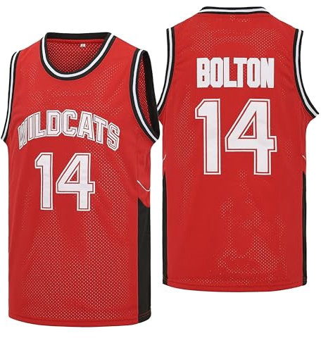 Herren Wildcats High School Basketball Trikot #14 Troy Bolton Jersey #8 Chad Danforth Shirt Jersey Rot S-XXL, Rot Nr. 14, XL