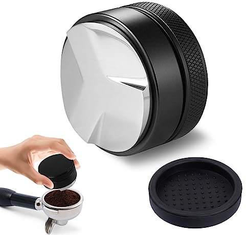 Coffee Distributor, 53 mm Kaffee Distributor mit 1 Silikonmatte für 54mm Kaffee Siebträger Vor dem Tampen, Einstellbare Tiefe, Anti-Rutsch Siebträger Zubehör für Sage Barista Express