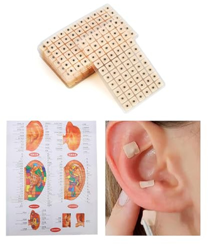 600 Stück Ohr Samen Akupunktur,Ohr Presse Samen Akupunktur,Ohrakupunkturpunkt-Aufklebern,Ear Seeds,Condition Ohr Samen Akupressur,Mit Chart Of The Ear Reflective Zones Therapy,Kiuiom
