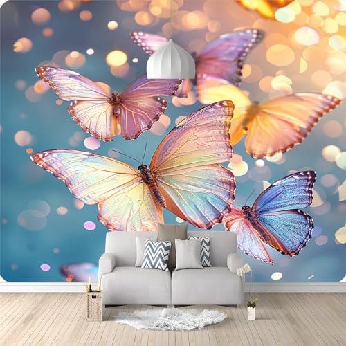 Papier Peint Panoramique Papillon Paillettes 400 (W) x 280 (H) cm, Papier Peint Géant 3D Salon Chambre Salle à Manger Chambre d'Enfant Décoration Murale