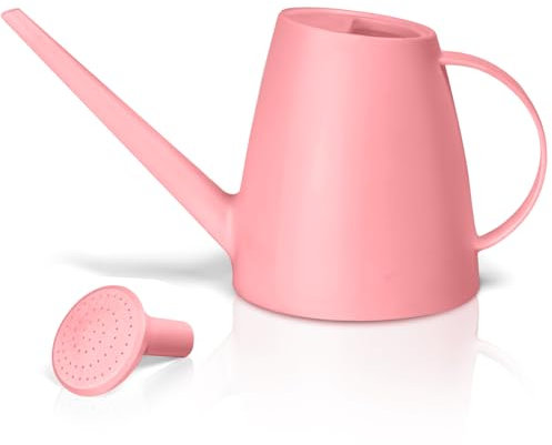 VKPLITE Regadera para plantas, plástico para interiores y exteriores, 1/2 galón, color rosa