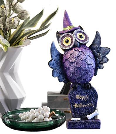 Gothic-Eulen-Kerzenhalter,Gothic-Eulen-Kerzenhalter | Gotische Eulenstatue - Kerzenhalter aus Kunstharz, robuste und elegante Halloween-Eulen-Dekorationen, Kerzenhalter, Foto-Requisiten für den Garten