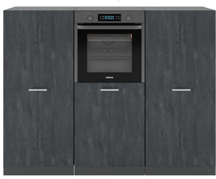Vicco Küchenblock R-Line, Schwarz Beton/Anthrazit, 180 cm ohne Arbeitsplatte