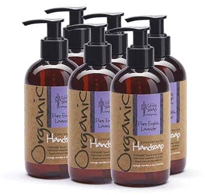 Little Soap Company Organic Range - Concentrated Pure Lavender Gentle Handwash | Natural, Vegan, Cruelty Free, Eco Friendly Hand Soap | 250ml Bottle – Case of 6 | No SLS or Parabens