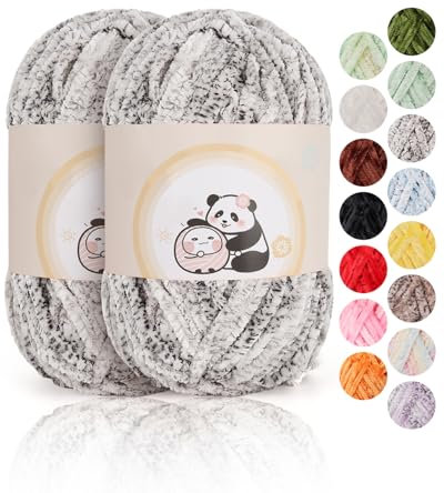 Aeelike Chenille Wolle, 2 x 100 g, Superweichem Häkelgarn für Handweben, Wasser und Tinte