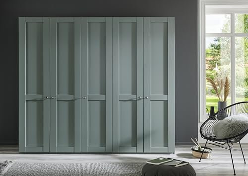 WIEMANN Drehtürenschrank Landhausstil Kleiderschrank 250cm breit, Salbeigrün Dekor, Höhe 216cm, Marlow