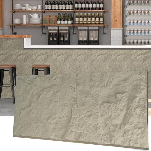 KASARO 3D-Kunststein-PU-Wandpaneele, 3 Stück, Verkleidungspaneele für Innenwanddekoration, wasserdichte Wandverkleidung, 119 x 60 cm, Zementlilie