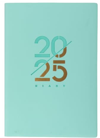 Terminplaner 2025 A5, Akademischer Planer, Lehrerkalender, Terminkalender 2025, Studienplaner, Schulplaner, Tagesplaner 1 Tag 1 Seite mit Softcover (Cyan)