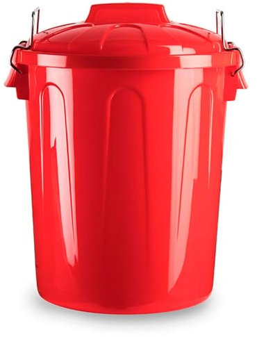 Acan Tradineur - Cubo de Basura de plástico - Incluye Tapa y Asas metálicas - Fabricado en España - Contenedor de residuos - Capacidad de 21 litros - Ø 33,8 x 42,2 cm - Color Rojo