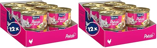 Vitakraft Poésie Mousse, Katzennassfutter, luftige Mousse mit Huhn, in Vorratsgröße, ohne Zusatz von Zucker (12x 85g) (Packung mit 2)