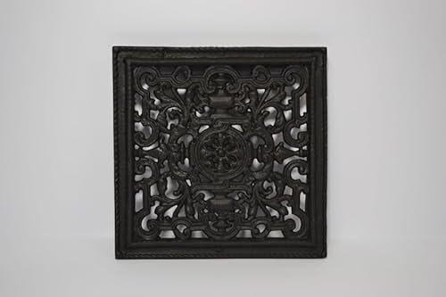 Sezam - Rejilla de ventilación de hierro fundido de 23 x 2 x 23 cm, para estufas de azulejos, estufas de leña y chimeneas - Rejilla de aire caliente - Rejilla de ventilación para horno, conducto de