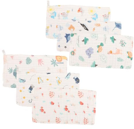 LIFKOME Lot De 6 Lingettes En Mousseline Pour Bébé Serviettes Douces Pour La Salive La Transpiration Les Rots Débarbouillettes En Coton Pour Nouveau-né