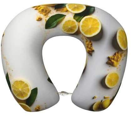 GFXEDSAH Cuscino da viaggio versatile giallo con stampa di limoni, con cuscino portatile in memory foam, per casa, ufficio, campeggio, viaggi