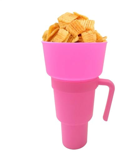 Vgvgaj Pink ABS Popcorn Tumbler Tumbler Snack Tray Compatible Reusable Snack Bowl for Cup Popcorn Bucket Juice Drink Tumbler Cup Reusable Snack Tray for Candy for Candy,Nuts,Popcorn 1000ML