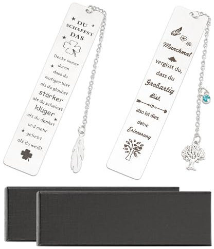 2 Pcs Lesezeichen Metall, Lesezeichen Personalisiert Bücher Zubehör, Buchseitenhalter Geschenk für Freundin, Mutmacher Geschenk für Lehrer Studenten und Kollegen Lesen Zubehör