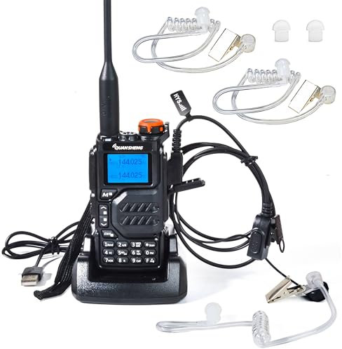 HYS Quansheng UV-K5 5W Doble Banda Walkie Talkie, Radio Cargador Baterías Recargables, VHF UHF Radio de Dos vías (con Tapones para los oídos, Tubo de Audio Claro, Tapones para los oídos)