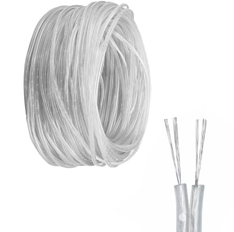 30M Transparent Electrical Wire, 2 Core Cable, 28AWG Clear 2 Core Lamp Wire, Transparent PVC Cable, Diameter 1.6 * 3.2mm, For Small Appliances, Doorbell