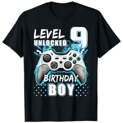 Level 9 Unlocked Birthday boy 9th Unlocked Video game T-Shirt