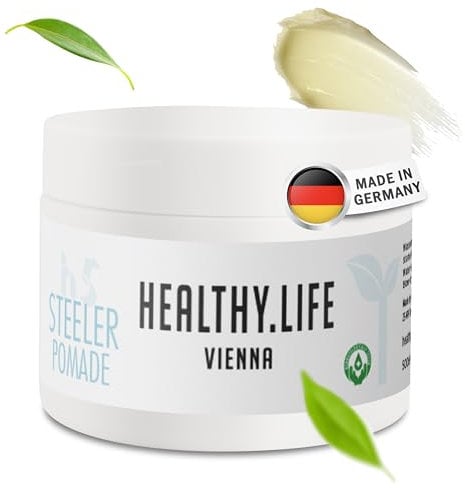 HLV - Design Pomade - Wasserbasierte Haarpomade für extra starken Halt & glänzendes Finish vegan 50ml, Styling Pomade für Herren, Haarwachs für Pompadour, Rockabilly & Slick Looks (Steeler Pomade)