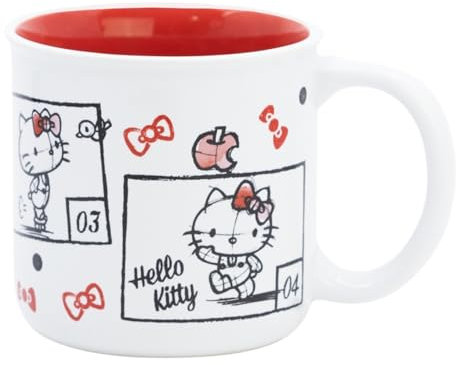 ms móvil shop HELLO KITTY Tazza in ceramica da 400 ml, adatta per lavastoviglie e forno a microonde, per caffè, tè, | Prodotto ufficiale