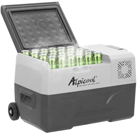 Alpicool ECX30 30L Compressor Car Refrigerator, Portable Camping Fridge DC 12v Freezer for Truck, Campervan, RV, Boat, -20℃ to 20℃, with Telescopic Handle, Rechargeable (Battery not included)