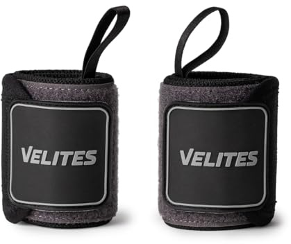 Velites Flexible Nylon Wrist Wraps - Protect Your Wrists - Heavy Duty - Functional Training Strength Training Weight Lifting Gym Black