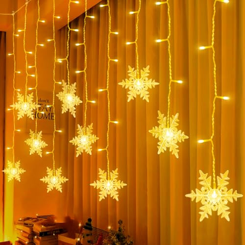 LED Lichterkette, Schneeflocke Fenster, Weihnachtsbeleuchtung Innen Warmweiß für Weihnachten Geburtstag Party Hochzeit, 94er LEDs Lichtervorhang Außen IP44 31V Niederspannung 8 Modi 3,6M