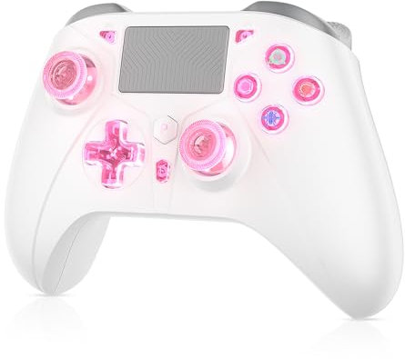 Gamrombo Wireless Controller for PS4/PS4 Pro/ PS4 Silm/Swtich/PC, RGB Lighting Gamepad Built-in 1000mAh Battery, 3.5mm Audio Jack and Marco/Turbo Function