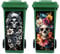Peacoblue Wheelie Bin Stickers 2 Sheets Skulls and Flower Sticky Dustbin Stickers Decals, 15in x 32in Waterproof Self Adhesive Large Decal for Trash Cans Bins Driveway Garden Outdoor Indoor Decoration