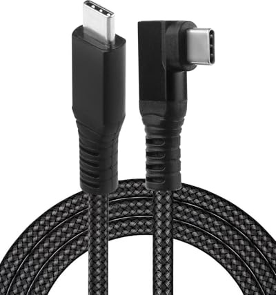 GEU 3M VR Link Cable Type C to Type C Compatible with Meta Quest 2 3 3S Pro, Pico 4 Ultra 4, PC, Steam VR 90 Degree Nylon Braided Fast Charging 5Gbps Data Transfer Cable (Black)