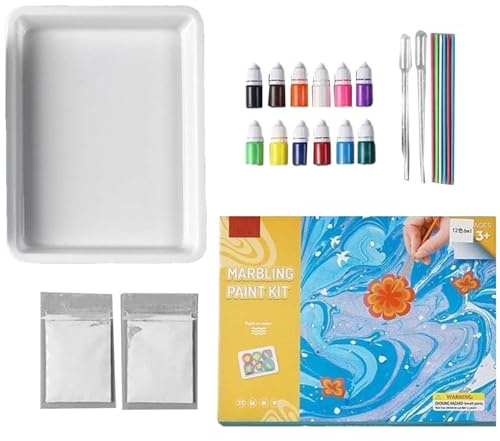 Kit de Peinture marbrée pour , kit d'art de Peinture marbrée,Fournitures Artisanales Peinture sur marbre pour Artiste - Jouets créatifs Jouets de Vacances pour Filles et garçons âgés de 6 7