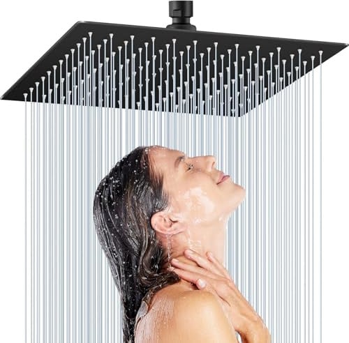 Kezidhp Soffione Doccia 12 Pollici/30 cm Docce Fisse in Acciaio Inossidabile 304 con ugelli anticalcare Soffione Doccia Quadrato 30 x 30cm, Installazione a Soffitto con doccia soffione a pioggia