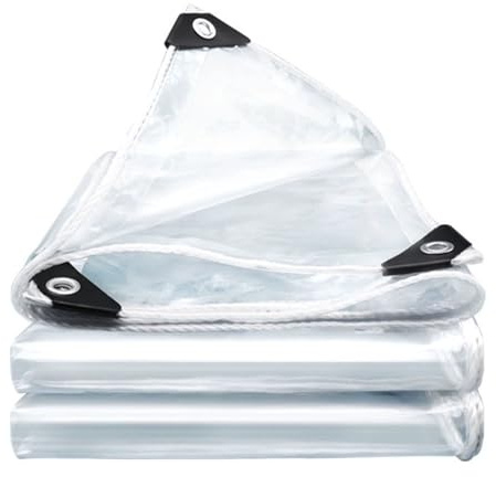 420g/m² Abdeckplane Transparente mit Ösen,1.8x2.5m Outdoor Wetterfest PVC Plane Lochabstand 30cm Winterfest Reißfeste Balkon Regenschutz Gewebeplane,für Terrasse Gartenmöbel Pavillon Hühnerstall