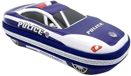 Shamoparty Blaue Polizei Bleistift Box, Junge Mädchen Groß Volumen Bleistift Box, Groß Volumen Kreativ Tasche, Polizei Geschenke, Geburtstagsgeschenke für Kinder, Schule Schreibwaren