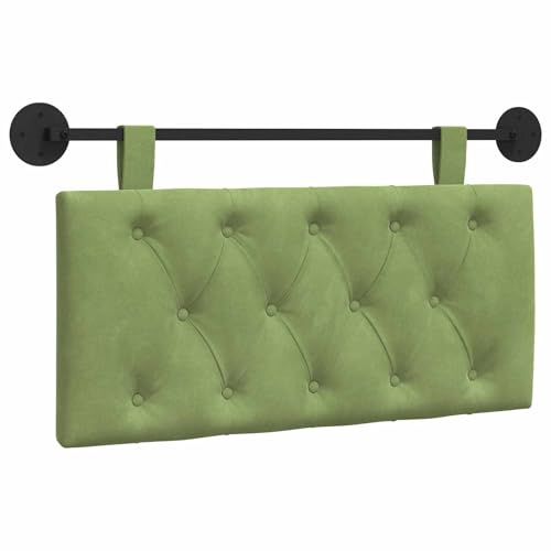 vidaXL Hängevorderseite Wandmontiert Hellgrün 100 x 55 x 7 cm Samt, Schlafzimmer, modernes Wand-Kopfteil, rechteckig mit Samtbezug, gesteppt, Holzwerkstoff, platzsparende Dekoration