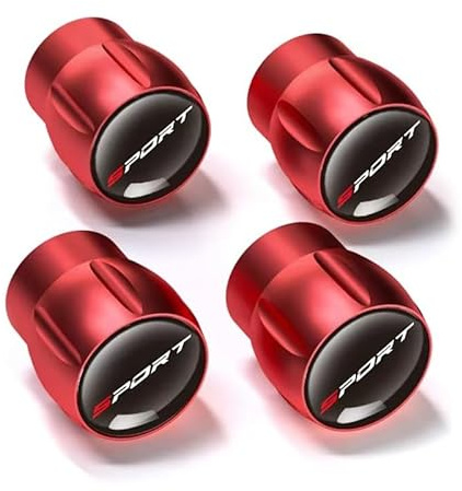 R-timer 4Pcs Aluminium-Reifenventilkappen für Skoda S Logo Octavia Fabia 2 Superb 2 Kamiq VRS VII Kodiaq, Auto-Reifen,Wasserdicht,Metall Autoventil Kappe mit Gummiringdichtung,Red
