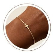Maxcate Kreuz Armband Damen Gold & Silber Modeschmuck | 18K Gold & Silber Wasserfest Verstellbar Kreuz Armband Konfirmation Geschenke für Frauen Freundin Beste Freundin 18+5 CM