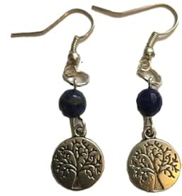 boucles d oreilles arbre de vie lapis lazuli