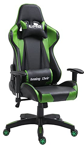 CARO-Möbel Gaming Drehstuhl in schwarz/grün Bürostuhl Racer Chefsessel Schreibtischstuhl, höhenverstellbar, Wippmechanik