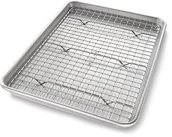 USA Pan 1605CR Jelly Roll Baking Pan and Bakeable Nonstick Cooling Rack, Metal