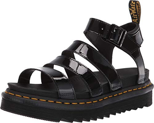 Dr. Martens Femme Blaire Sandals, Black Patent Lamper, 42 EU
