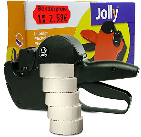 Preisauszeichner Set Jolly C8 inkl. 5 Rollen 26x12 Preisetiketten - leucht-rot permanent | Aufdruck: Sonderpreis | HUTNER