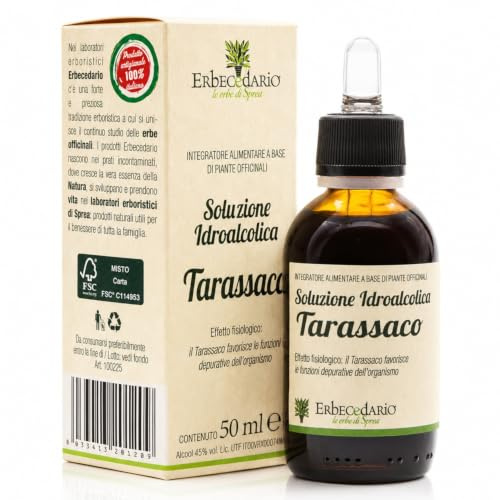 Tarassaco tintura madre drenante forte in gocce 50ml, Integratore detox fegato favorisce la digestione, Depurativo fegato - Made in Italy