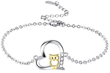 MEDWISE Eule Armband 925 Sterling Silber Muttertagsgeschenk Cut Eule Verstellbare Armreif Schmuck für Mutter Mama Ehefrau Frauen Mädchen mit Geschenkbox(Eule-3)