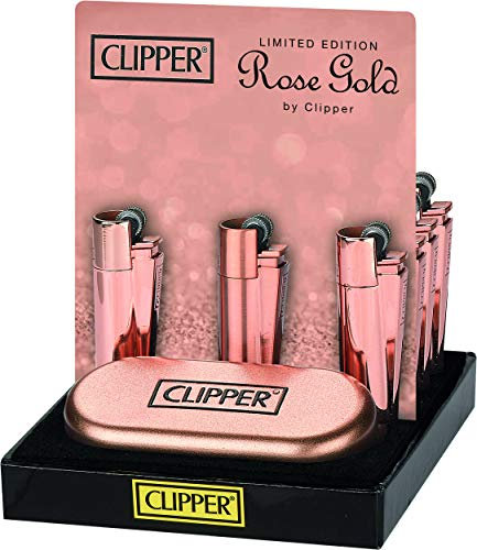 Clipper Rose Gold Metal Fzg. Con caja de regalo de metal en paquete de 12 unidades.