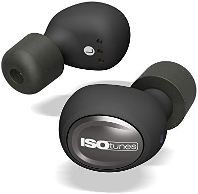 ISOtunes Free Earplug Kabellose Bluetooth-Kopfhörer, 22 dB, Noise Cancelling Note, 7+ Stunden Batterie, Noise Cancelling Mic (mattes Schwarz)