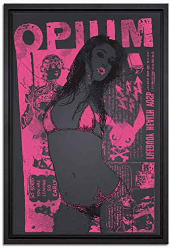 Pixxprint Opium Black Leinwandbild 60x40 cm im Bilderahmen, Wandbild, Schattenfugenrahmen, Kein Poster