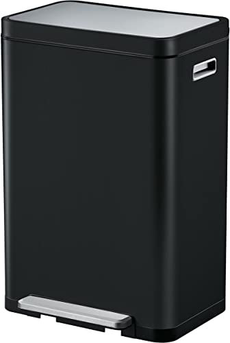 EKO X-Cube Tritt-Mülleimer 45 Liter, VB 936845, Schwarz, Matt Edelstahl